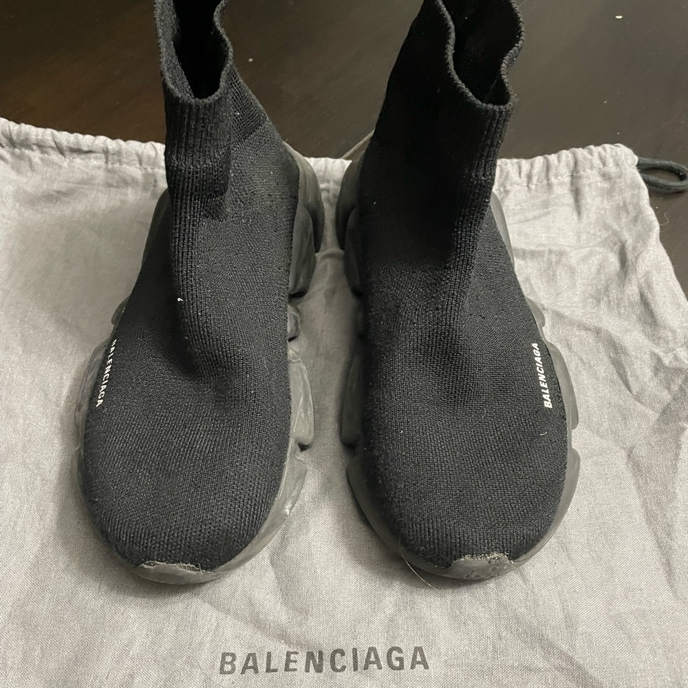 Little kids Balenciaga SPEED RECYCLED KNIT SNEAKER IN BLACK